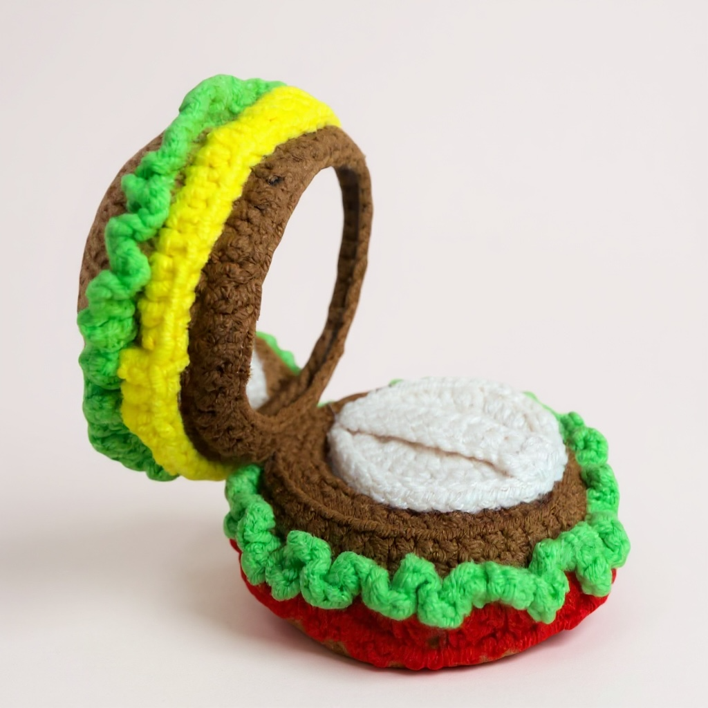 Crochet Burger Compact Mirror