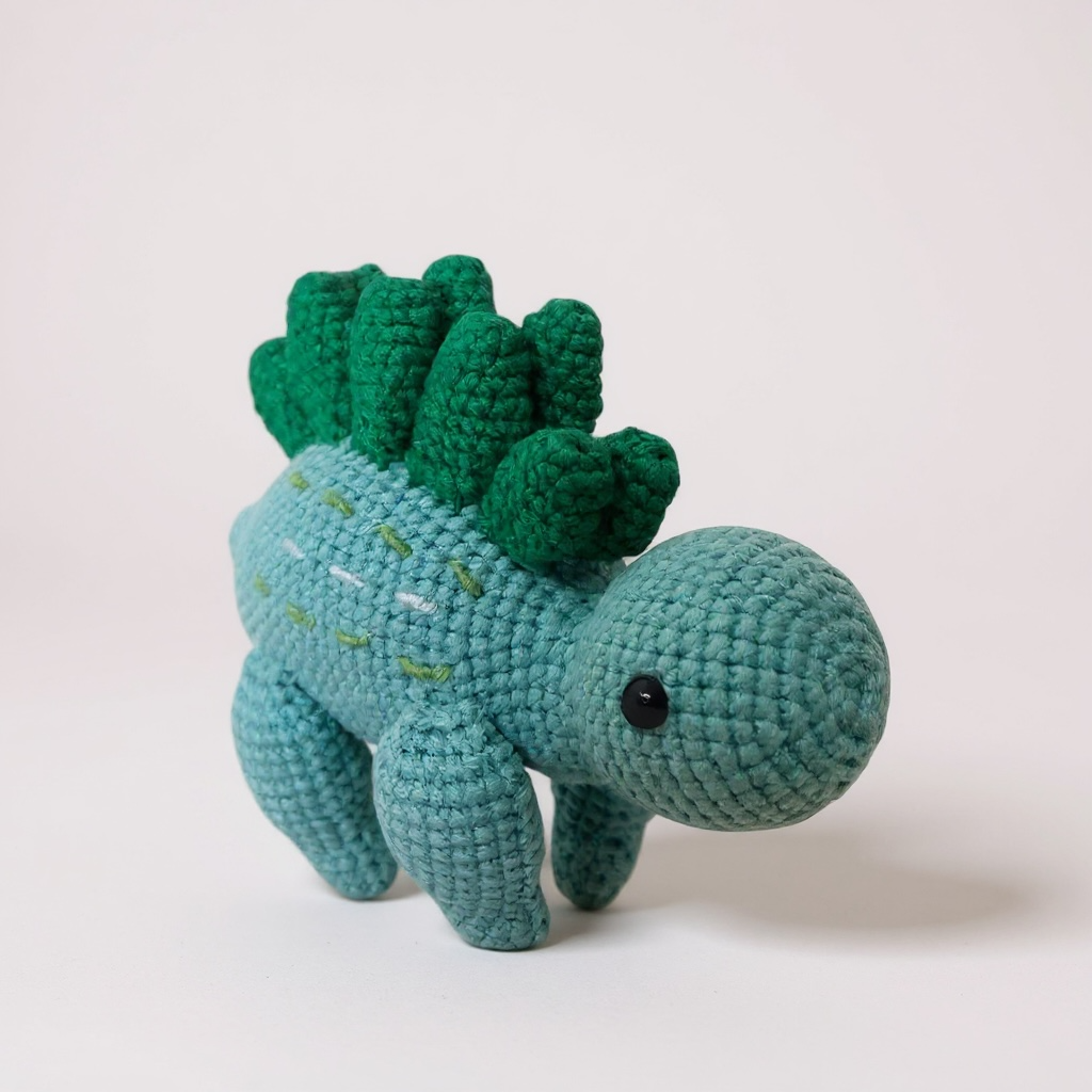 Crochet Dino Plush – Stegosaurus (Teal & Green)