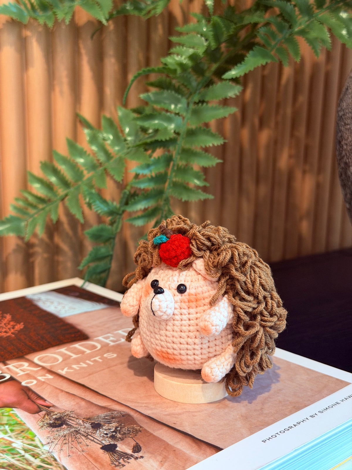 Crochet Hedgehog Plush – Hedgehog with a Red Apple