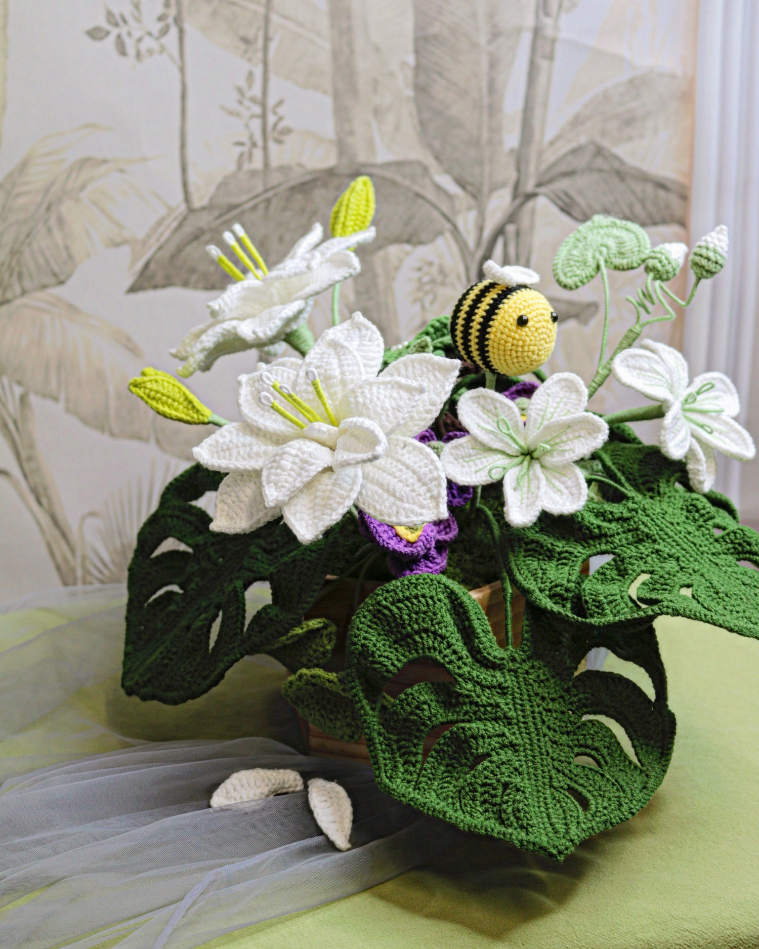 Vase Crochet Flower Arrangement