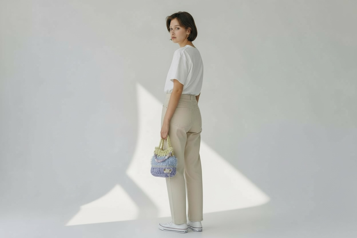 Crochet Pastel Layered Textured Purse – Lavender Sky Mix