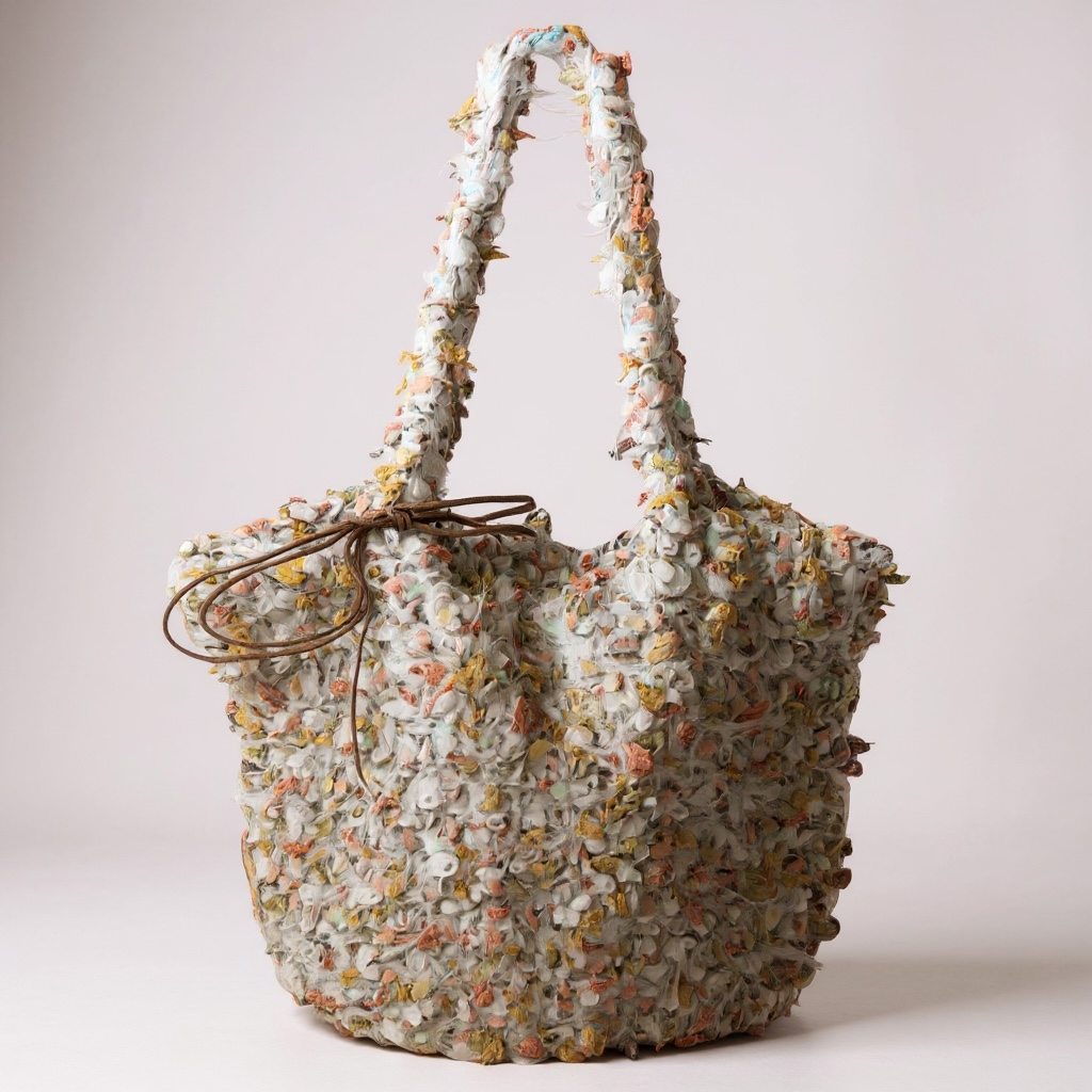 Crochet Textured Tote Bag – Pastel Meadow Mix