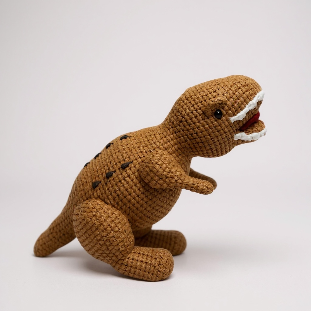 Crochet T-Rex Plush – Roaring Brown Dino