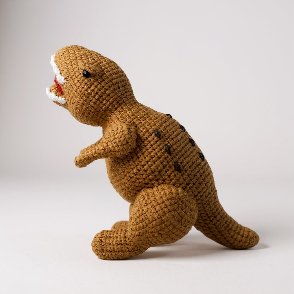 Crochet T-Rex Plush – Roaring Brown Dino