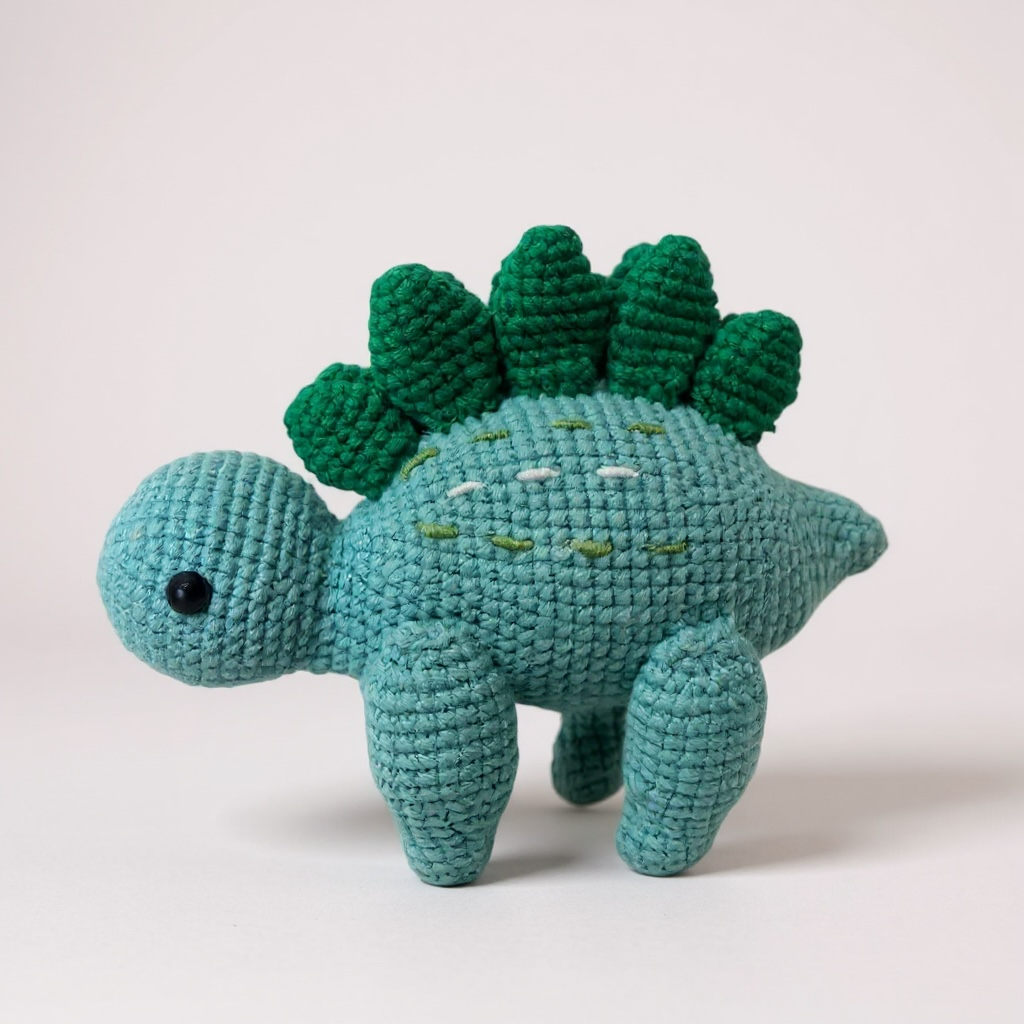 Crochet Dino Plush – Stegosaurus (Teal & Green)