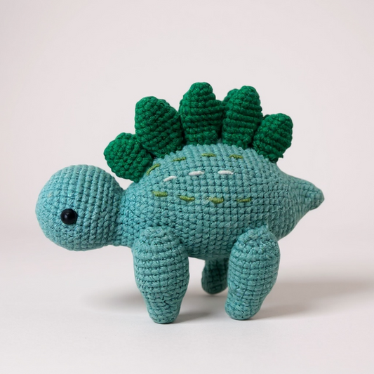 Crochet Dino Plush – Stegosaurus (Teal & Green)