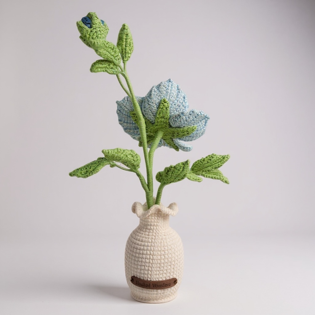 Crochet Chinese Rose Floral Vase