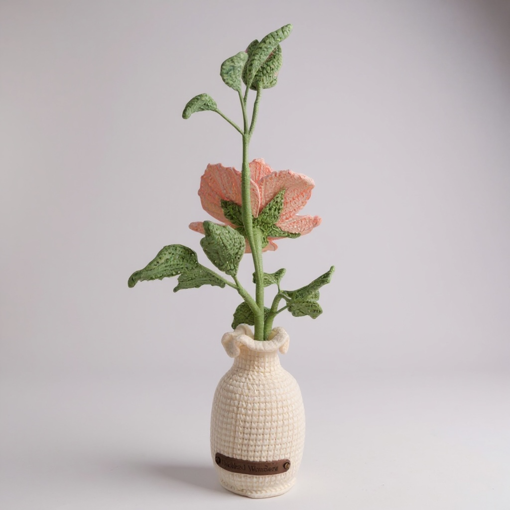 Crochet Chinese Rose Floral Vase