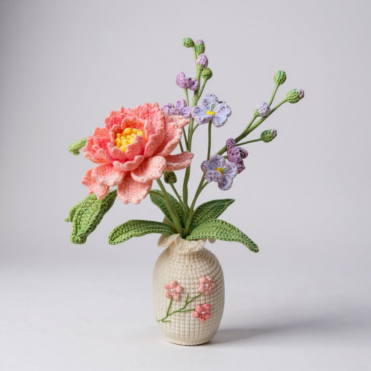 Crochet Peony floral Arrangement