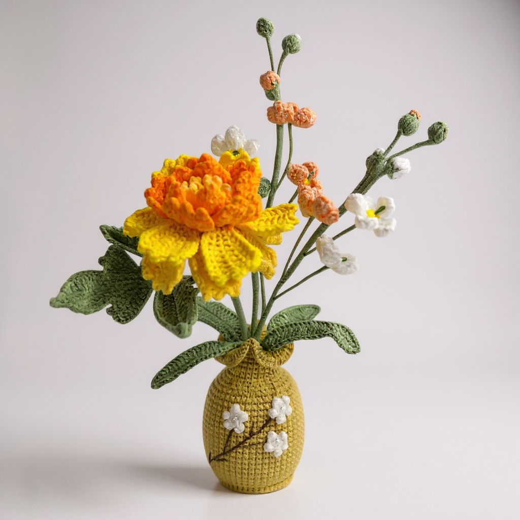 Crochet Peony floral Arrangement