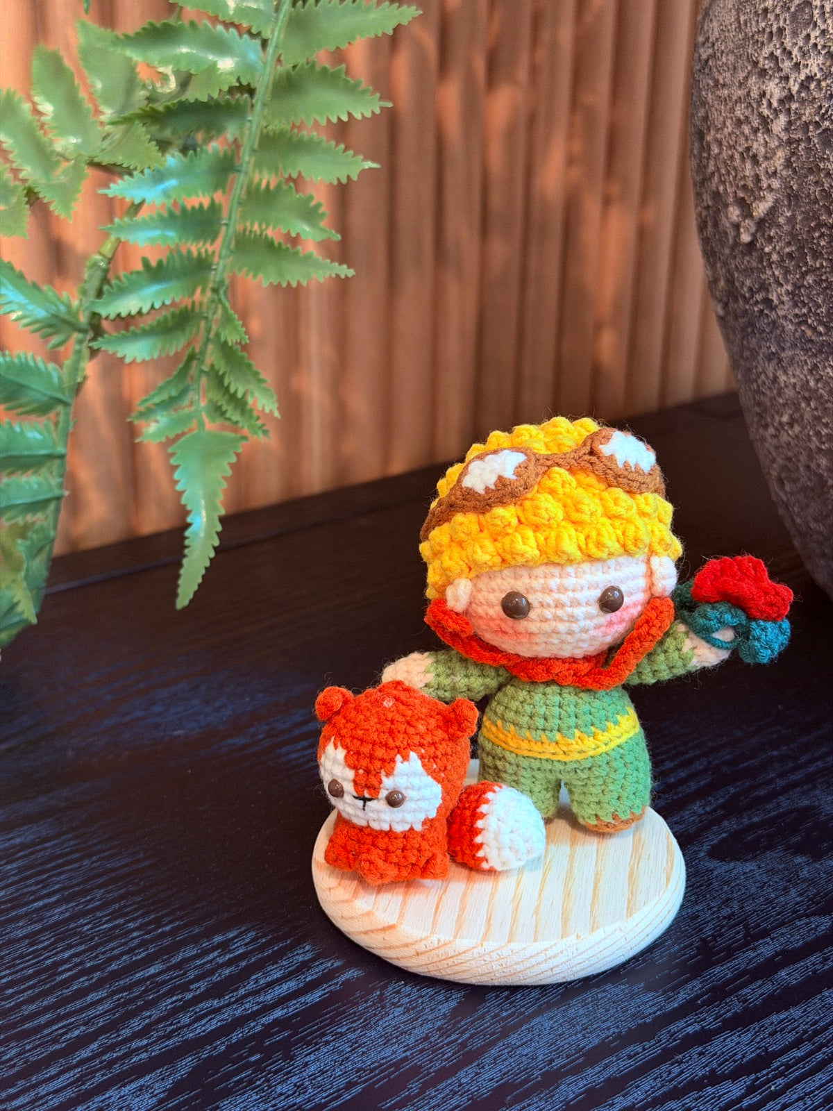 Crochet Prince & Fox Doll – Prince with His Fox and Rose