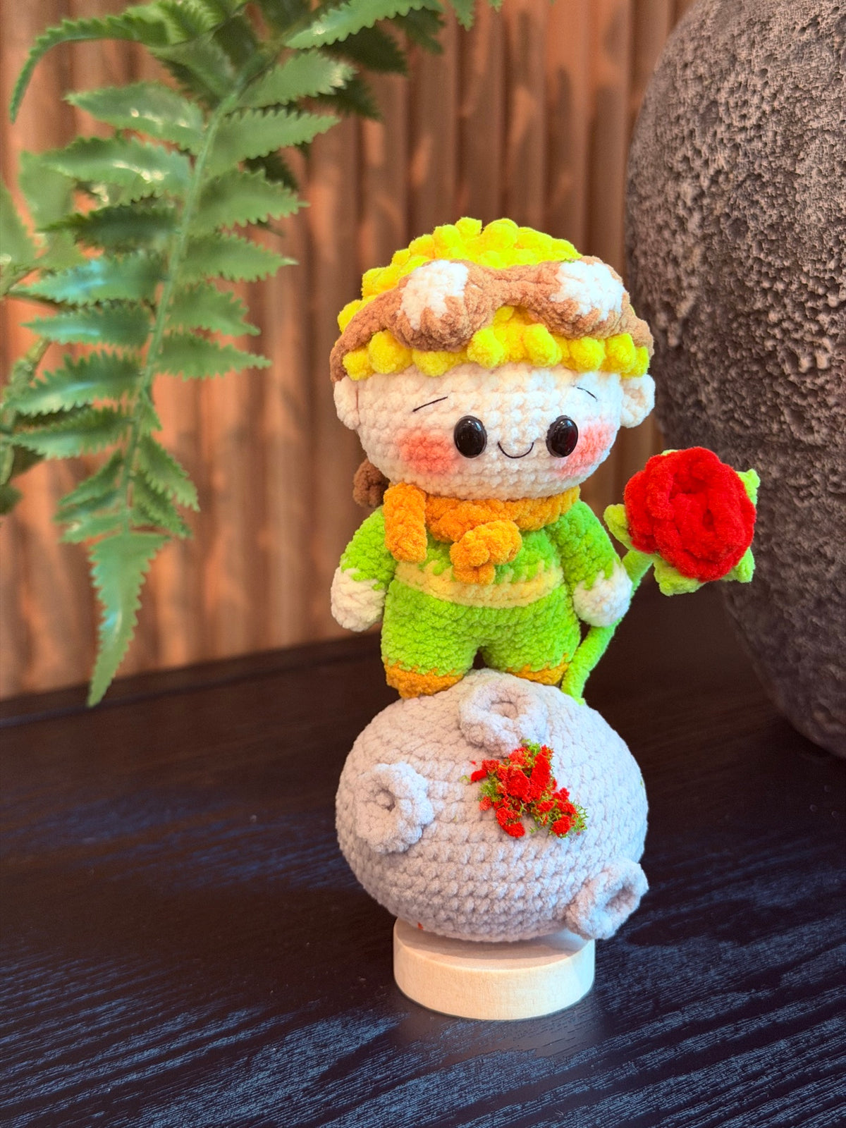 Crochet Prince Doll – Prince Standing on His Planet with His Rose
