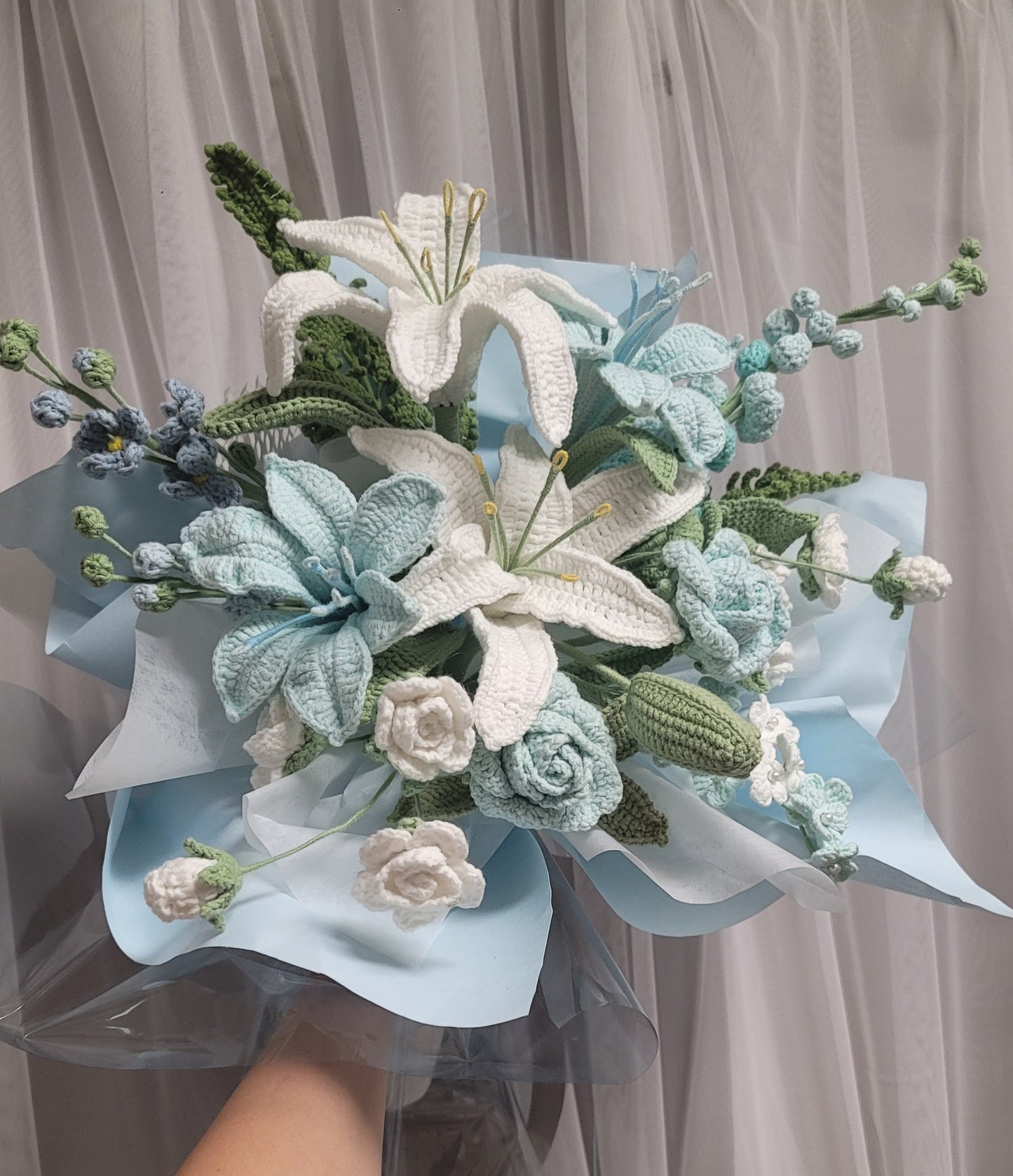 Aqua flower arrangement